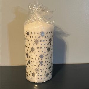 IKEA White Candle with Silver Star Design